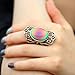 Mojo Handmade Hollowed Flower Pattern Antique Sterling Silver Plating Oval Stone Color Change Mood Ring MJ-RS053 (7)