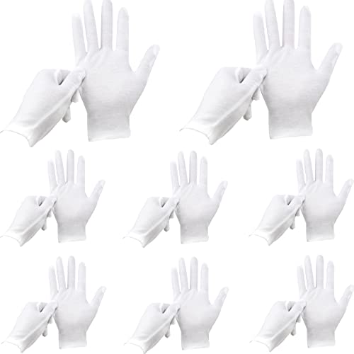 24Pcs White Gloves, 12 Pairs Soft Cotton Gloves, Coin Jewelry
