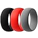 Silicone Wedding Ring For Men By AVEN - 4 Pack - Designed for Safety, Comfort, Athletic Lifestyle - Black, Gray, Silvery, Camo, Navy Blue, Burgundy Red, Forest Green