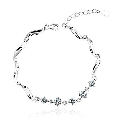 OUXi 925 Sterling Silver Unique Design Bracelet with Cubic Zirconia for Women