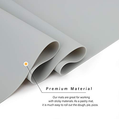 Oversize Silicone Mat for Crafts, Gartful 27.5 x 19.6 inches Epoxy Resin Jewelry Casting Molds Premium Silicone Placemat Nonslip Nonstick Countertop Protector, Light Grey