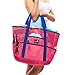 Dejaroo - Sand Free Mesh Bag - Strong Lightweight Tote For Beach & Vacation Essentials. Tons of Storage with 8 Pockets, Foldable, 17x9x15 inches, Pink with Blue Straps