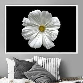 signwin Framed Canvas Wall Art White Flower Portrait...