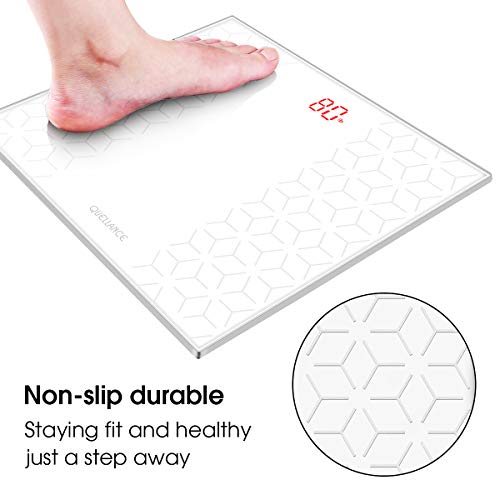 Digital Electronic Scales for Body Weight Bathroom Scale with Step-On Technology, Non-Slip Matte Platform, Up to 400 Pounds, Body Tape Measure Include, Tempered Glass with Large LED Backlight, White - Thumbnail 2