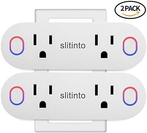 Smart Plug, Slitinto Dual Mini Wi-Fi Outlets Can Remote Control Individually, Works with Alexa Echo/Google Home/IFTTT, Smart Socket with Energy Monitoring and Timer, No Hub Required, ETL Listed-2 Pack