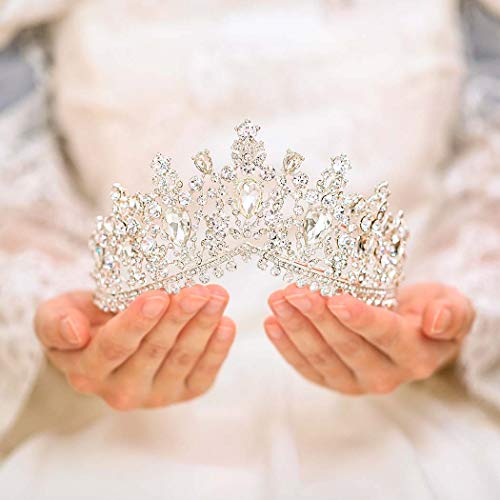 Tgirls Bridal Wedding Crowns and Tiaras Bride Princess Rhinestone Headband Jewelry for Women and Girls (Silver)