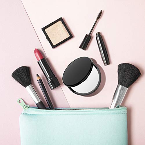 Gospire Pocket Makeup Mirror for Travel, 1X/10X Double Sided Magnifying Compact Handbag Cosmetic Mirror, 4 Inch Ultra-thin Handheld Round Foldable Portable Mirror for Women (Black) - Thumbnail 6