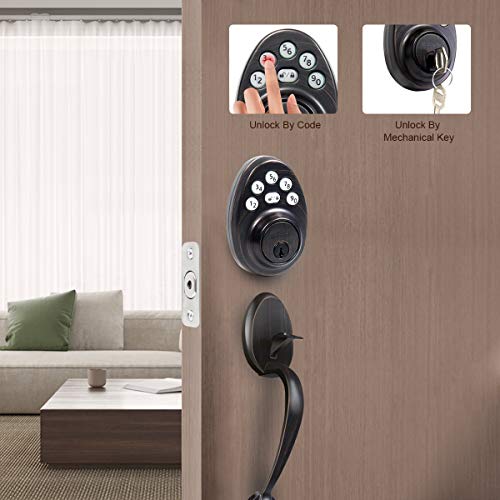 Signstek Front Door Lock Set,Keyless Entry Door Lock with Handle