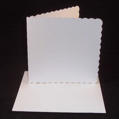 10 x 8"x8" White Scalloped Card Blanks with White Envelopes