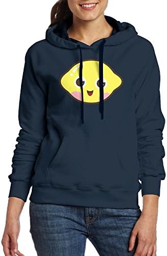 Women's Cute Kawali Lemon Long Sleeve Fashion Hooded Sweatshirt Pullover Hoodies With Pocket Navy M
