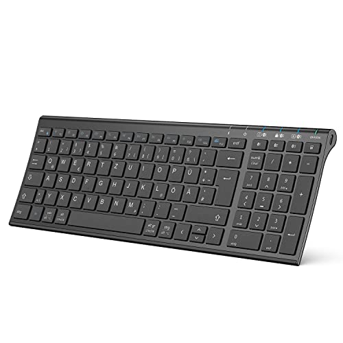 iClever BK10 Bluetooth Tastatur, kabellose Tastatur, Schwarz