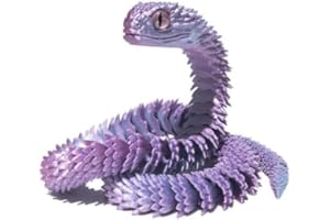TITIC 3D Printed Snake Animals Toys, Articulated Flexible 3D Printed Viper Fidget Toy, Realistic Slithering Design, Home Office Executive Desk Decor (Pink Blue, 12 in)