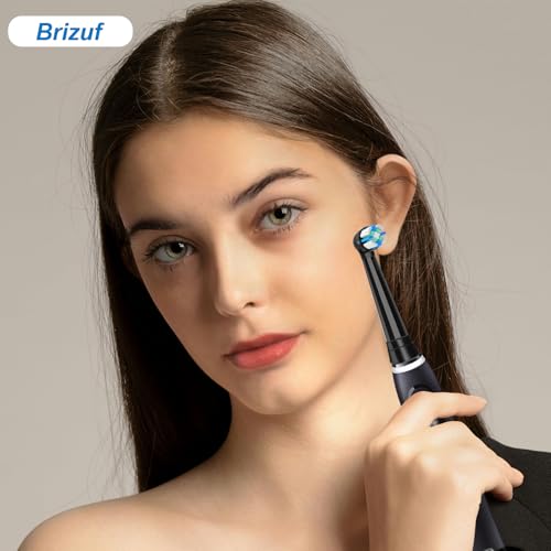 8 Pack Replacement Brush Heads Compatible with Oral B iO 2/3/4/5/6/7/8/9/10 Series Electric Toothbrushes, Gentle Plaque Removal, Black/White