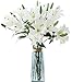 LNHOMY 6 Pack Artificial Lily Flowers Full Bloom Fake Latex Real Touch Artificial Flower Bouquets with 3 Heads Wedding Party Decor Home Decor, (White)