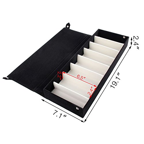 Moldiy Sunglasses Storage Boxes, Black Suede Fabric Sunglass Display Box,Eyeglasses Eyewear Organizer Display Storage Case - 8 Slots - Thumbnail 2