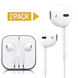 Lanback 2 Pack Earphones/Earbuds/Headphones with Stereo Microphone&Remote Control for IP 6 5 4 Pad Pod and More Android Smartphones Compatible with 3.5 mm Headphone