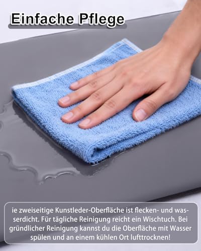 Favodormir Waterproof Dog Mat Outdoor 105 x 70 cm, Dog Bed Large Dogs Made of Faux Leather, Easy to Clean, Portable Space-Saving Dog Cushion, Washable Dog Mattress for Indoor and Travel, Grey