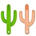 Baby Munka Cactus Infant Teether Soft Baby Training Toothbrush Silicone Flexible (2-Pack) 1-Green 1-Peach 100% BPA-Free