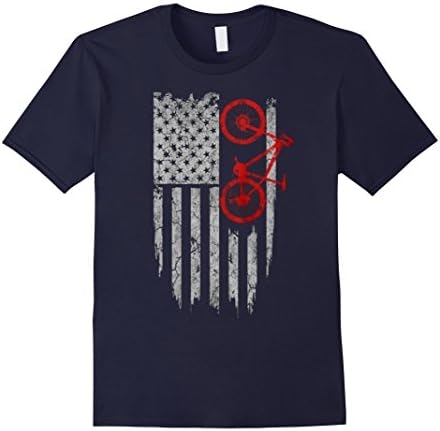 Men's Mountain Bike Shirt - Mountain Bike US Flag Shirt Medium Navy