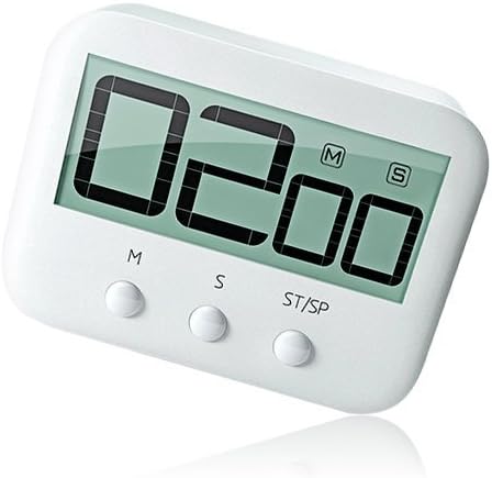 YepLife Minimalist Digital Kitchen Timer with Large Display, Loud Alarm, Magnetic Backing. Stopwatch/Time Management Tool for Cooking, Studying, Training, Meeting (White)