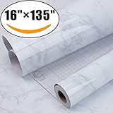 AROIC Marble Self Adhesive Paper 16" x 135"-Granite Gray/White Roll Kitchen countertop Cabinet Furniture is renovated Thick Waterproof PVC