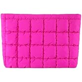 HFLZBRO Puffy Quilted Makeup Bag for Women, Cosmetic Bag, Travel Toiletry Organizer Pouch Clutch (rose)