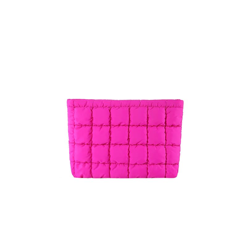 HFLZBRO Puffy Quilted Makeup Bag, Travel Cosmetic Bag for Women, Toiletry Organizer Pouch, Clutch, Rose — image 1