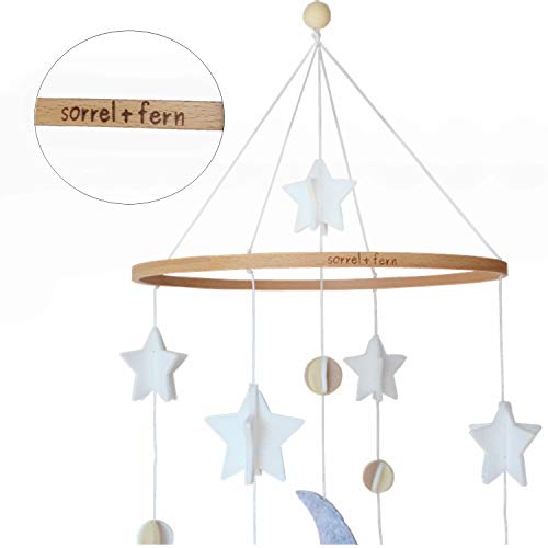 Baby Crib Mobile by Sorrel & Fern- Moon, Stars & Planets Nursery Decor | Crib Mobile