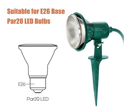 Plusmart Garden Lights Outdoor Pathway Lights, Yard Lights, Spot Light, Landscape Flood Light Holder, 3 Pack Floodlight Fixture Spike Light, 6 ft Weatherproof Cord, Green, ETL Certified