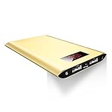 JEMMA 12000mAh Power Bank External Battery Portable Charger for iPhoneX 8, Samsung and More-Gold