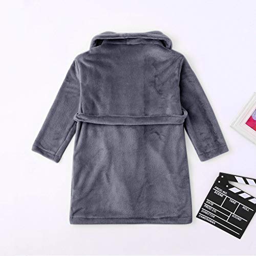 Clacce Respirant Peignoir Enfant à Manches Longues de Couleur Unie Vêtements de Nuit Pyjamas Robe de Bain Doux pour Garçons et Filles