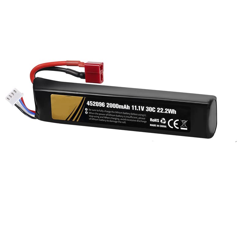 Photo 1 of 11.1V Lipo Battery Airsoft 2000mAh 3S 30C Rechargeable LiPo Airsoft Batteries Charger with T-Plug Connector for Airsoft Model Guns splatrball Rifle