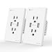 iClever 15 Amp 125 Volt Wall Outlet Duplex Receptacle, 4.2A Dual USB Charger Ports with SmartID Technology, White(2-Pack)