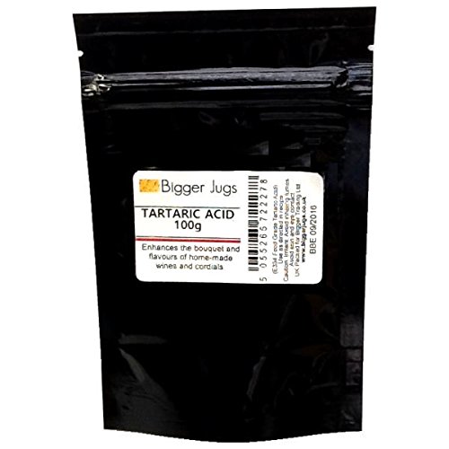 Tartaric Acid 100g Food Grade in Heavy Duty Resealable Pouch with Tamper Proof Seal for Making Cordials, Jams, Preserves and Sweets