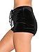 iHeartRaves Black Velvet High Waisted Booty Shorts Bottoms (Large)