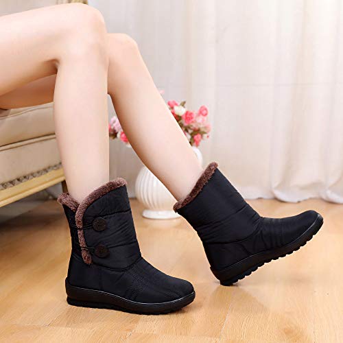Teresamoon Women's Ladies Winter Waterproof Short Snow Boots Footwear Warm Shoes (Black/38)
