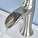 Ufaucet Commercial Modern Brushed Nickel Single Handle Waterfall Stainless Steel Bathroom Faucet, Lavatory Vanity Sink Faucet Without Pop Up Drain