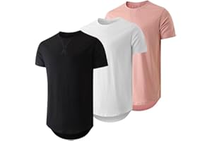 Dokotoo Men Mens 3 Pack Crewneck T-Shirts Short Sleeve Hipster Hip Hop Longline Classic Tee Tops