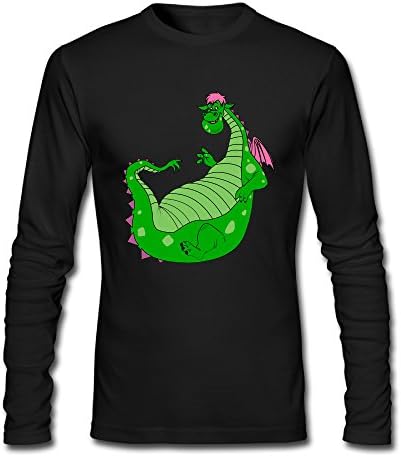 BakeOnion Men's Long Seelve Pete's Dragon Cute T-shirt Tee Black