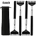 4 Pieces Back Scratcher Portable Extendable Back Scratcher Stainless Steel Scratcher with Carrying Bag for Scratching Supplies (Black)