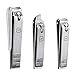 Nail clippers Set Fingernail Clipper & Toenail Clipper with Catcher Slant Edge Nail Cutter Stainless Steel Manicure Kit Twice Sharpened, Silver, opove S3