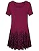 Womens Printed Flow Top,Laksmi Short Sleeve Scoop Neck A Line Loose Fit Casual Tunic Shirt,L Magenta