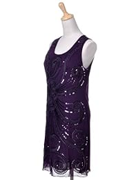 Anna-Kaci Vestido de fiesta para mujer, diseño floral de los años 20, con lentejuelas, sin mangas