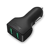 AUKEY Car Charger With AiPower Charging Technology and Dual ports for iPhone X/8/8 Plus/7/7 Plus, iPad Mini 4/Pro, Samsung Galaxy Note 8/S8/S8+/S7 and More