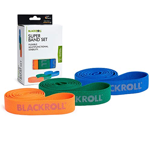 BLACKROLL® SUPER Band FITNESSBAND Set (3er), Gymnastikbänder zur Kräftigung der Muskeln, Flexible Widerstandsbänder in 3 Stärken: leicht (orange), mit