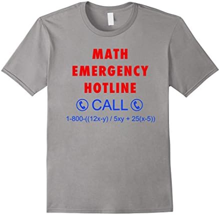 Men's Math Emergency Hotline Funny Math Geek T-Shirt XL Slate