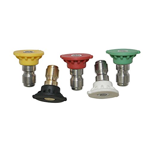 Interstate Pneumatics PW7101 Pressure Washer 1/4" Quick Connect High Pressure Spray Nozzles Tip Set (5-piece)