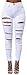 Ermonn Women's High Waist Destroyed Ripped Hole Stretch Denim Skinny Jeans Distressed Trousers White