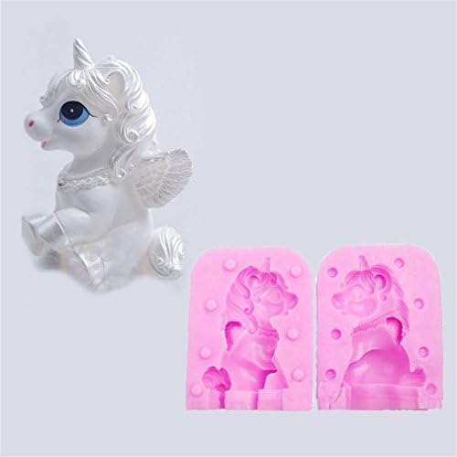 Christoopher 2 Pcs Pink 3D Pegasus Unicorn Sugar Mold Silicone Mold DIY Chocolate Mold Handmade Soap Mold