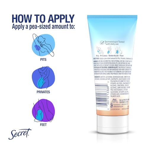 SECRET WHOLE BODY DEODORANT CREAM FOR WOMEN, PEACH & VANILLA BLOSSOM SCENT, ALUMINUM FREE DEODORANT, 72 HR ODOR PROTECTION, 3.0 OZ